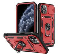 2ndSpring Coque Compatible avec iPhone 11 Pro Max 6.5,Protection de la Caméra en PC Dur Anti-Chut Renforcée Armor Antichoc Bumper Housse Etui,Rouge Noir