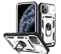 2ndSpring Coque Compatible avec iPhone 11 Pro Max 6.5,Protection de la Caméra en PC Dur Anti-Chut Renforcée Armor Antichoc Bumper Housse Etui,Blanc Noir
