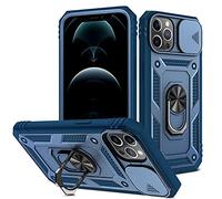 2ndSpring Coque Compatible avec iPhone 12/12 Pro 6.1,Protection de la Caméra en PC Dur Anti-Chut Renforcée Armor Antichoc Bumper Housse Etui,Bleu