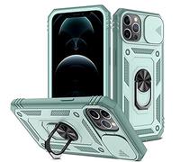 2ndSpring Coque Compatible avec iPhone 12 Pro Max 6.7,Protection de la Caméra en PC Dur Anti-Chut Renforcée Armor Antichoc Bumper Housse Etui,Verte