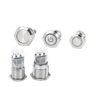 2NO2NC 16/19/22mm Metal Push Button Switch LED Light Momentary Car Engine Power Switch 3/6/12/24/220V silver 1NO1NC NWPNLXEA(22mm(1NO 1NC),3-6V)