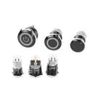 2NO2NC 16/19/22mm Metal Push Button Switch LED Light Momentary Car Engine Power Switch 3/6/12/24/220V BLACK 1NO1NC NWPNLXEA(16mm(2NO 2NC),3-6V)