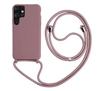 2NSPDRGNI Coque avec Collier Compatible avec Samsung Galaxy S23 Ultra,Tour de Cou Lanière en Corde Pendentif Housse,Silicone Souple Rose Gold