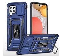 2NSPDRGNI Coque Compatible avec Samsung Galaxy A22 4G,Protection de la Caméra en PC Dur Anti-Chut Renforcée Case Armor Antichoc Bumper Housse Etui,Bleu