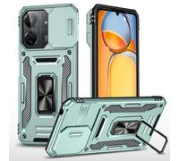 2NSPDRGNI Coque Compatible avec Xiaomi Redmi 13C 4G/5G/Xiaomi POCO C65,Protection de la Caméra en PC Dur Anti-Chut Renforcée Case Armor Antichoc Bumper Housse Etui,Vert
