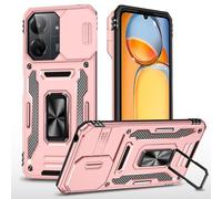 2NSPDRGNI Coque Compatible avec Xiaomi Redmi 13C 4G/5G/Xiaomi POCO C65,Protection de la Caméra en PC Dur Anti-Chut Renforcée Case Armor Antichoc Bumper Housse Etui,Or Rose