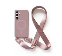 2NSPDRGNI Magnétique Coque avec Collier Compatible avec Samsung Galaxy S23 FE,Tour de Cou Lanière en Corde Pendentif Housse,Rose Gold