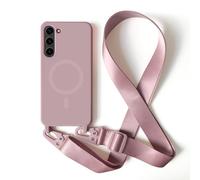 2NSPDRGNI Magnétique Coque avec Collier Compatible avec Samsung Galaxy S23 Plus,Tour de Cou Lanière en Corde Pendentif Housse,Rose Gold