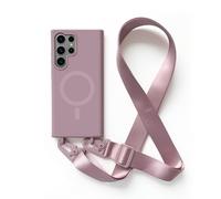 2NSPDRGNI Magnétique Coque avec Collier Compatible avec Samsung Galaxy S23 Ultra,Tour de Cou Lanière en Corde Pendentif Housse,Rose Gold