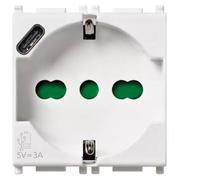2P+E Vimar Plana 16A prise de courant universelle + USB C blanc - 14210.USB