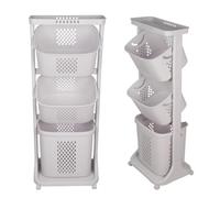 2P Panier à Linge sale 3 Compartiment,Étagère Corbeille à Linge Bambou pour Tri,meuble linge sale,2 bacs Corbeilles à linge,Bac a linge sale