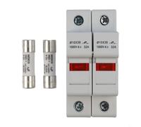 2P Porte-fusible solaire avec LED - 1000 V CC pour fusibles de 10 x 38 mm (16 A-30 A) - Montage sur rail DIN PV - Protection de chaîne pour panneaux solaires (16 A)