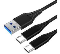 2Pack 3M Cable Chargeur pour Sony Manette PS4,PlayStation 4,DualShock 4,PS4/ PS4 Pro/ PS4 Slim,Xbox One/Xbox One S/Xbox One Elite/Xbox One X,Cordon de Recharge Nylon Tressé,Micro USB