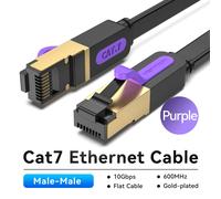 (2Pack-Black Flat¿8m) Câble Ethernet Vention RJ 45 Cat7 câble Lan câble réseau STP RJ45 pour cordon de raccordement Compatible Cat6 pour routeur câble Ethernet Cat7