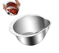 2pack Bol de rinçage du riz Bol de lavage du riz avec tamis Bol de lavage du riz japonais avec tamis Bol de lavage en acier inoxydable avec égouttoir latéral et inférieur pour fruits et légumes