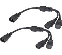 (2Pack) C13 Y Splitter Plug to C14 AC Adaptateur Rallonge Double IEC 320 C14 à IEC 320 C13 Ordinateur Cordon de Prise de Courant pour LED HDTV Affichage et Scanner(0,4m/1,3Pied)(C14 à 2xC13)