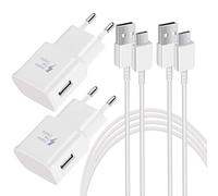 2Pack Chargeur Rapide Adaptive avec Type-C Câble 1.5M pour Galaxy Téléphone | 15W Prise USB avec USB-C Câble Pour Galaxy S10/S9/S8/Note 8/9/10/S20/S21/S22/S23/ Ultra/A13/A16/A17/A36/A53/A55/A57/Z Flip3