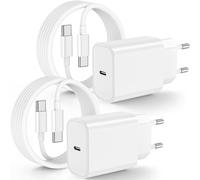 2Pack Chargeur Rapide iPhone 17 16 15, 20W USB C Chargeur et USB C Cable 2M pour iPhone 17/17 Pro Max/16/16 Pro/15 Plus/15 Pro Max, iPad Pro/Air/Mini, Galaxy S23/S22, USBC Prise Secteur Adaptateur