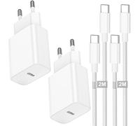 2Pack Chargeur Rapide iPhone 17 16 15, Chargeur Rapide USB C 20W avec 2M Fil Tricoter Cordon Cable USB c vers USB c, Prise Adaptateur Secteur Type C pour iPhone 17 16 15 Pro Max,iPad,MacBook,Samsung