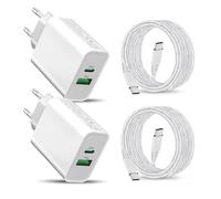 2Pack Chargeur USB C 25W & 18W et Cable pour Samsung Galaxy A55 5G A25 A35 A54 A56 A36 A26 A34 S24 Plus Ultra/S23 FE A15 A53 A14 A33 A23 A05S/S22 S21,iPhone 15 Rapide Type C Prise Adaptateur Secteur
