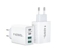 2Pack Chargeur USB C, 40W 4 Port Prise USBC Chargeur Rapide, Multi Secteur Double Port PD+QC Type C Adaptateur pour iPhone 16 15 14 13 12 11 Pro Max X XS XR 8 Plus Mini SE, iPad,Samsung Galaxy