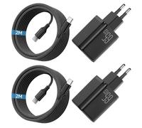 2Pack Chargeur USB C 65W, Charge Rapide GaN II PD3.0 avec Câble Tressé 2M | Compatible pour MacBook Pro/Air, pour Ordinateur Portable,pour Galaxy S26/S25/S24 Ultra, pour iPhone 17/16/15