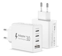 2Pack Chargeur USB C Multiple, 4 Port 50W Prise Secteur USB C Prise USB Aadaptateur Chargeur Type C Charge Rapide Alimentation pour iPhone 17 16 15 14 13 12 11 Pro Max XR 8 7 Plus Mini SE,iPad,Samsung