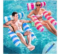 2Pack Hamac Gonflable pour Piscine,Hamac Gonflable 4 en 1,Chaise Fottante pour Piscine,Lit Flottant Polyvalent pour Piscine, Lac, Plage, Piscine