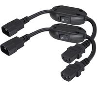 (2Pack)IEC 320 C14 to C13 AC Power Supply with Switch C13 Internal Core to C14 External Core Extension Cable PDU for Computer LED HDTV Display(0.3m/1Feet) (C14 to C13/Switches)