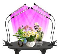 2Pack Lampe de Croissance LED 2 Têtes,Lampe pour Plantes à Spectre Complet avec Minuteur,3 Modes de Couleur et 5 Niveaux de Dimming,LED pour Plantes d'Intérieur (Rouge+Bleu)