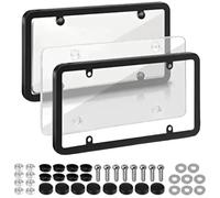 2pack License Plate Covers & Frames, Designed to Provide Full Protection for Automotive License Plate (Clear)