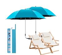 2Pack Parapluie de Chaise avec Pince Universelle, Parasol de chaise Réglable à 360 °, UPF50+ pour Chaise de Plage, Chaise Patio, Fauteuil Roulant, Chaise de Camping, Voiturettes de golf (Bleu clair)
