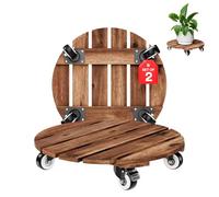 2pack Wood Plant Caddy With Wheels Heavy Duty Red Brown, 264 Lbs Capacity, 12 Inch Acacia Hardwood Plant Dolly, Plant Stand with 360° Lockable Wheels for Plant Pots, Heavy Objects Hauling