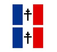 2Packs 10x7cm DRAPEAU FRANCE FRANCAIS CROIX DE LORRAINE FFI AUTOCOLLANT STICKER