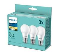 2packs De PHILIPS Ampoules LED Set 3x E27 8W=60W Blanc Chaud [EEK: F]