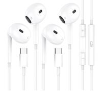 2Packs Écouteurs USB C pour iPhone, HiFi Stéréo Basse Filaires Type C Casque Intra Auriculaires avec Micro et contrôle du Volume
