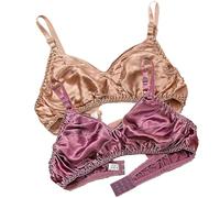 2packs Ultra-Minces 100% Mulberry Silk sous-vêtements pour Femmes Bralette Soft Triangle Bralette Soft Cup Daily