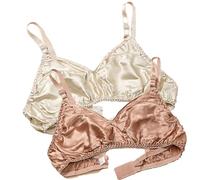 2packs Ultra-Minces 100% Mulberry Silk sous-vêtements pour Femmes Bralette Soft Triangle Bralette Soft Cup Daily