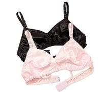 2packs Ultra-Minces 100% Mulberry Silk sous-vêtements pour Femmes Bralette Soft Triangle Bralette Soft Cup Daily
