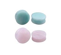 2Paires Quartz Rose Aventurine Naturel Organique Pierre Bouchons d’oreille Jauges Tunnel Expanseurs Châssis Double Évasé Amazonite Piercings Corps Bijoux Set 12mm