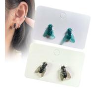 2Pairs Realistic Fly Earrings, Simulation Mini Personalized Black Fly Earring, Unique Simulation Design Fly Earrings (2Pair Mixed)