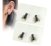 2Pairs Realistic Fly Earrings, Simulation Mini Personalized Black Fly Earring, Unique Simulation Design Fly Earrings (2Pair Black)