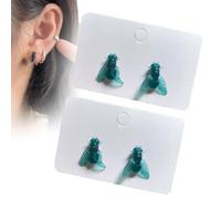 2Pairs Realistic Fly Earrings, Simulation Mini Personalized Black Fly Earring, Unique Simulation Design Fly Earrings (2Pair Green)