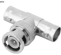 2pc 1?2 T Shape BNC Adapter Male to Dual Female T BNC Connector Adapter Splitter
