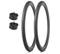 2PC 16x1.75/24x1.50/24x1.75/26x1.95 Jeu de Pneus et Chambres à Air pour Vélo | Résistant aux Crevaisons pour VTT BMX Hybride Cruiser Tricycle | Valve 32 mm(16x1.75 in)