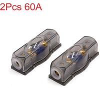 2Pc 60A Voiture ampli Audio ANL Porte Fusible Gris Bloc Distribution Base