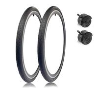 2PC 700x25C/28C/32C/35C/38C/40C Pneus de Vélo de Route, Kit Résistant aux Crevaisons avec Chambres à Air 48mm à Valve Schrader, Double Profil pour Roues 700c(700x28C)