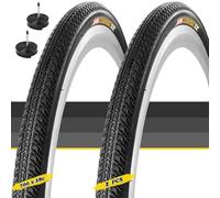 2PC 700x28c Pneu et Chambre à Air Presta, 700-28c Pneu Route Haute Pression, 700 28 c Ensemble 700c Durable avec Valve 48mm pour Vélo Route Gravel 28-622