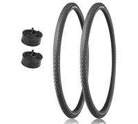 2PC 700x41c Jeu de Pneus et Chambres à Air pour Vélo, Résistant aux Crevaisons avec Valve Schrader 48 mm | Compatible avec Route VTT Gravel Hybride Vélo Électrique et Tourisme