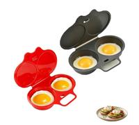 2PC Cufryna Cuiseur Oeuf Micro Ondes, Cufryna Cuit Oeuf Micro Onde, 2 Cavity Microwave Egg Poacher, Nonstick Poached Egg Maker With Lid, Moule à Vapeur, Antiadhésive Sans Huile (Noir+Rouge)